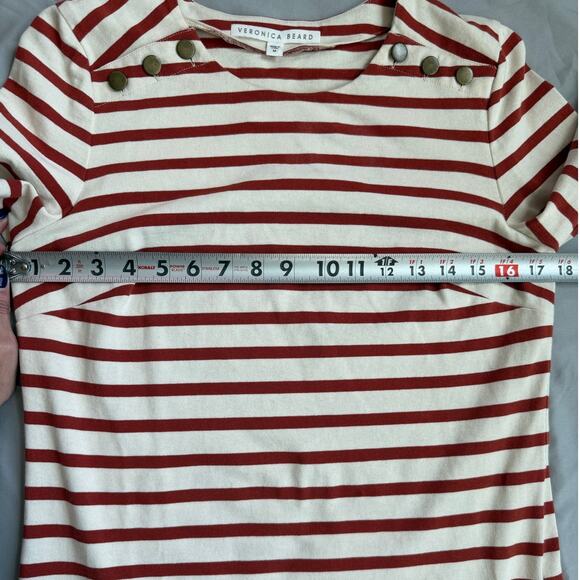 Veronica Beard Stripe Red White Quarter Sleeve Charter Layered Shirt Dress-M - Picture 8 of 12